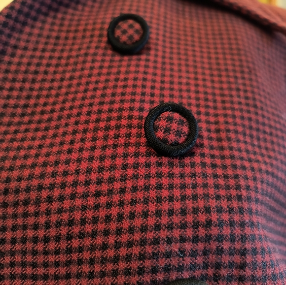 Vtg 1940s Burgundy and Black Blazer Asymmetrical Virgin Wool Miron Woolens - Picture 13 of 14